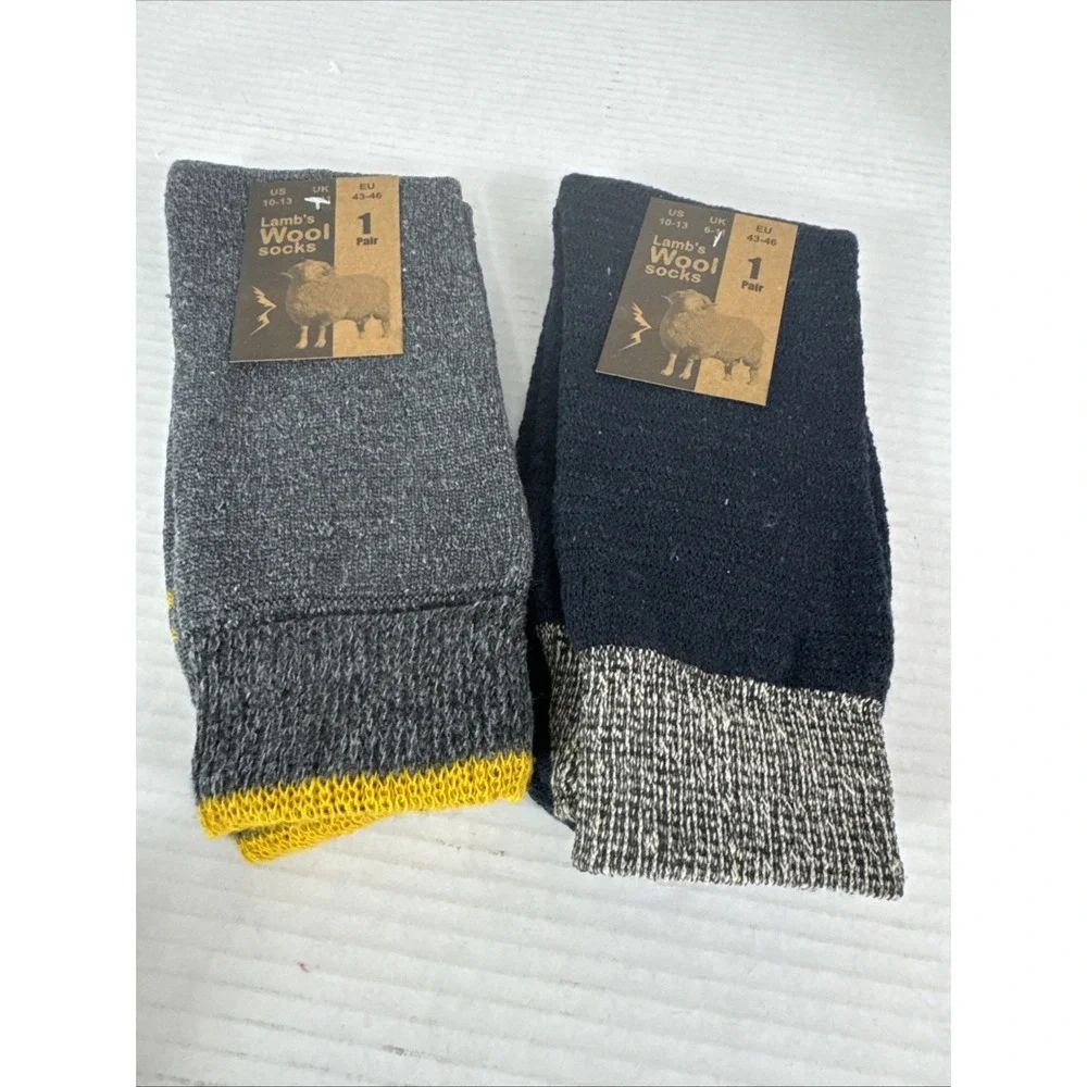 Lamb's Wool Blend Socks NEW Men's US 10-13 Lot of 2 Gray Calf Length 1400